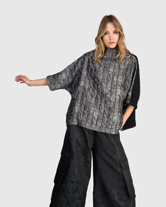 alembika-gallium-top-silver-damen-metallic-top-quilted image 1