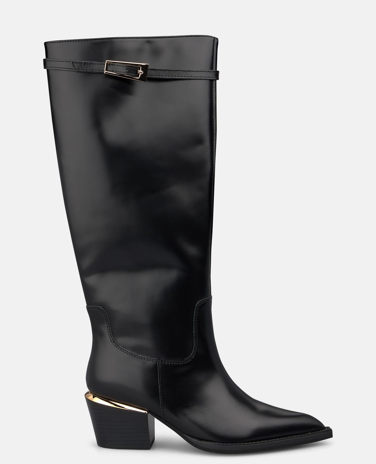 alma-en-pena-nappa-lederstiefel-mit-schnalle-schwarz image 1