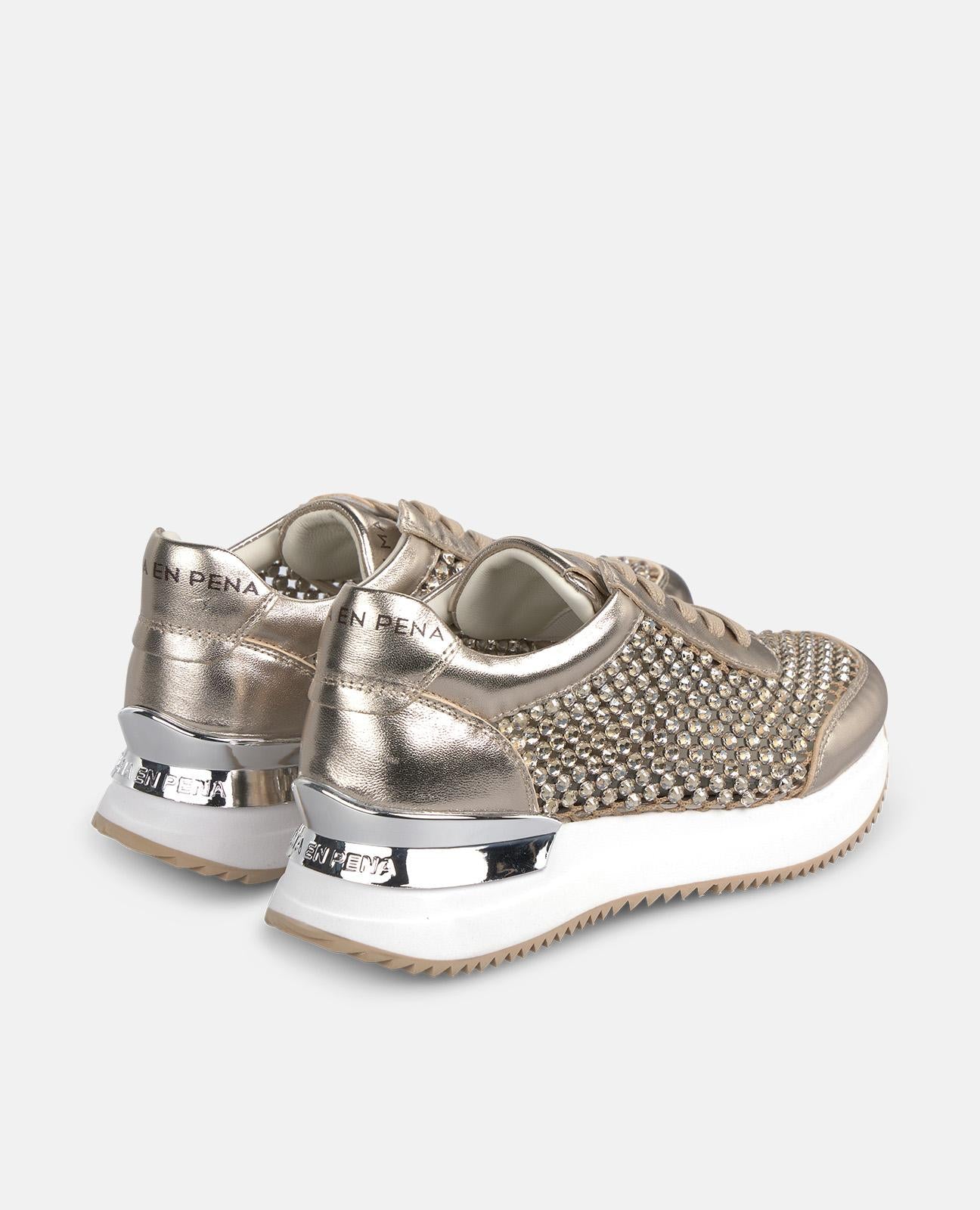 alma-en-pena-sports-platform-sneaker-plateau-bronze-metallic-mit-strass image 3