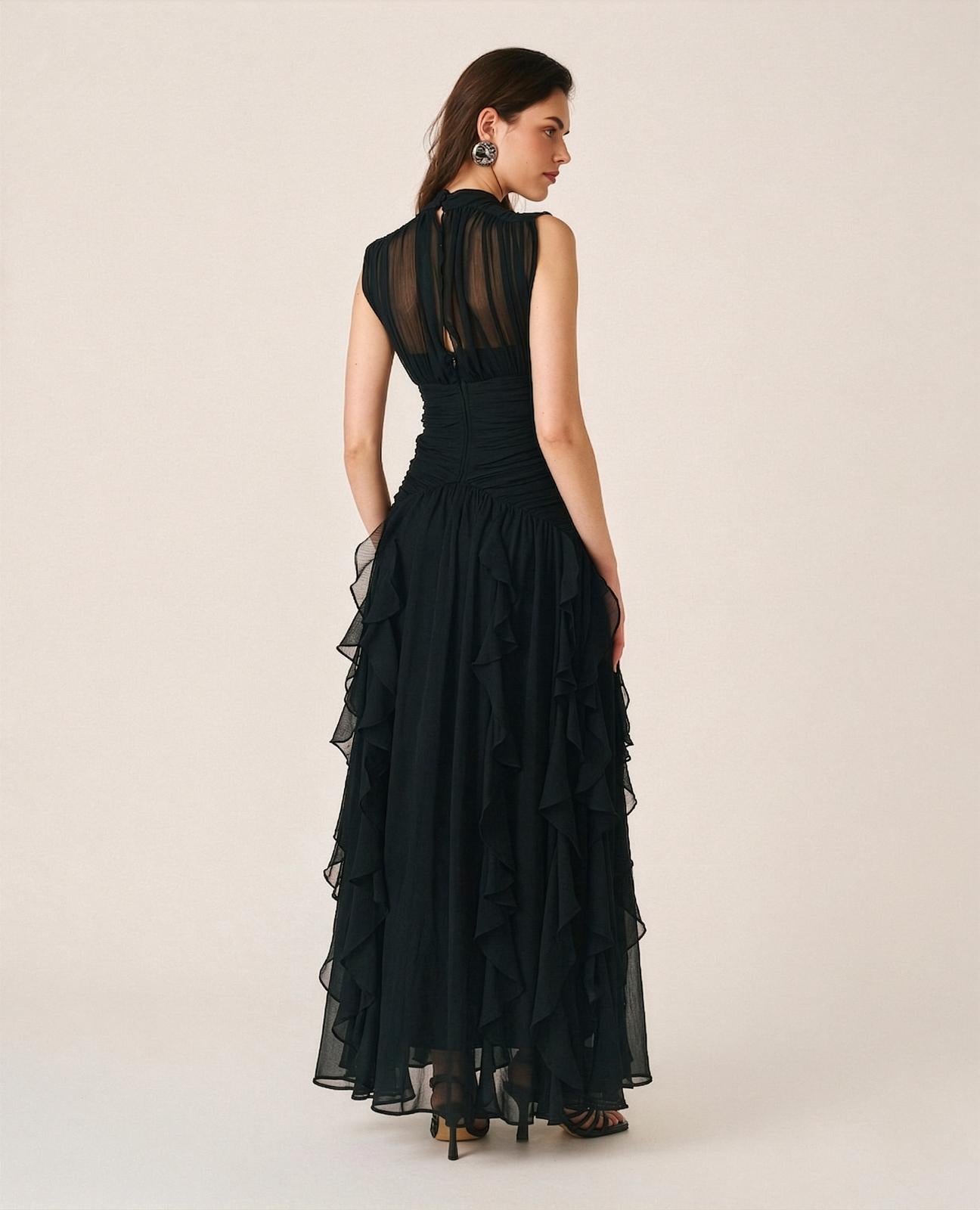 alma-en-pena-maxikleid-mit-r-schen-schwarz image 7
