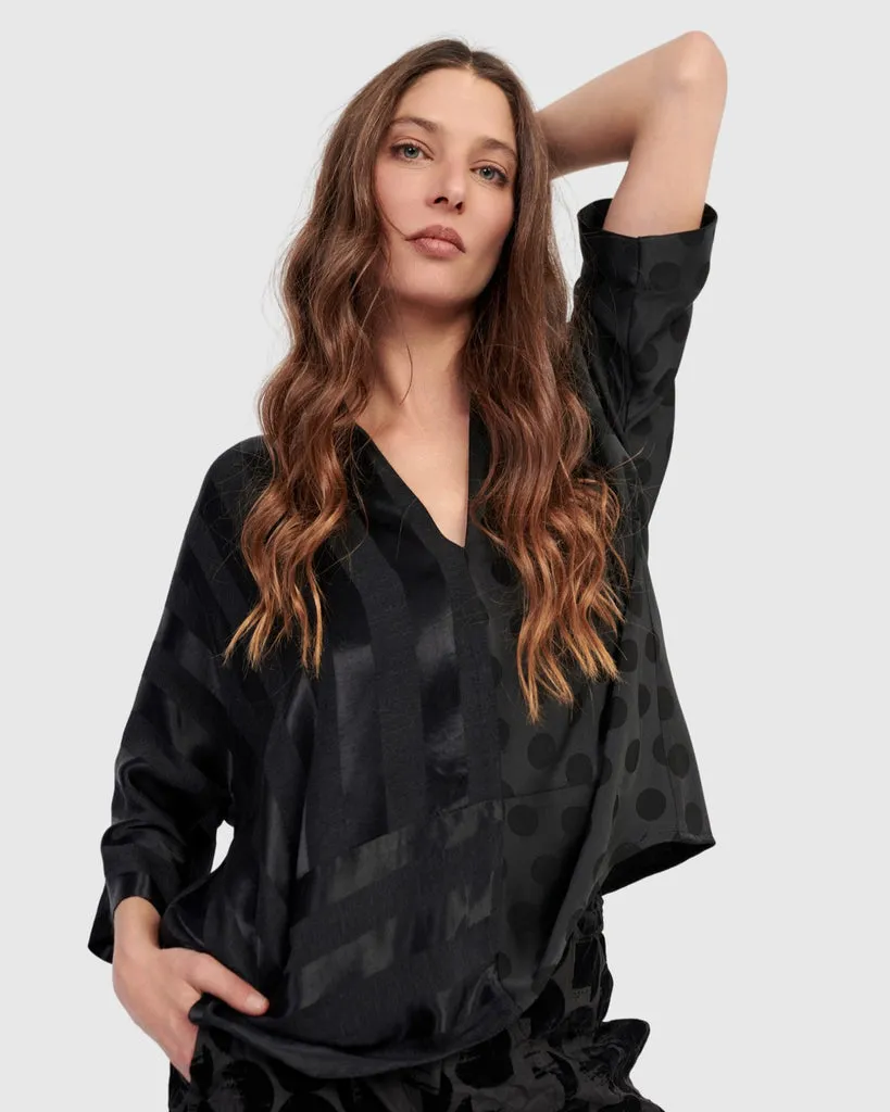 alembika-fatima-draped-top-damen-shirt-schwarz image 1