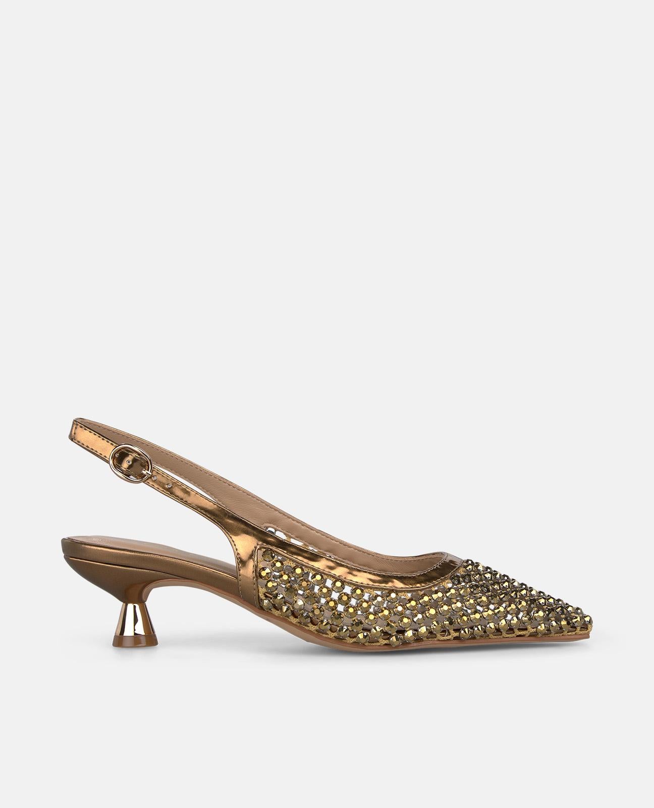 alma-en-pena-metallic-effect-mesh-slip-on-shoe-slingpumps-bronze-4-cm image 2