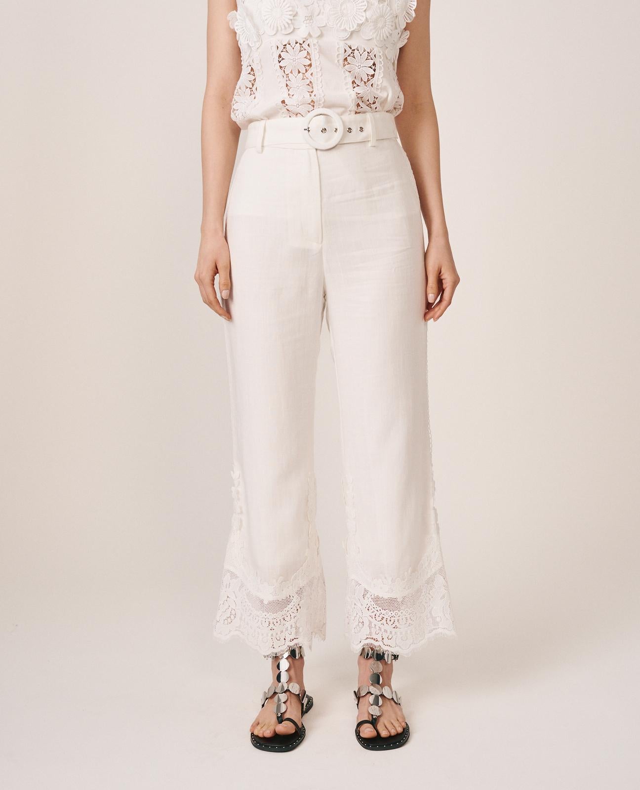 alma-en-pena-leinenhose-mit-stickerei-wei-e-high-waist-hose-lang image 2