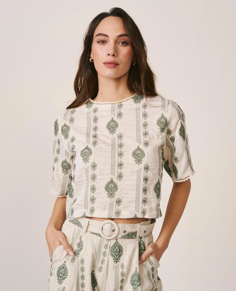alma-en-pena-short-sleeve-top-top-mit-geometrischer-stickerei image 1