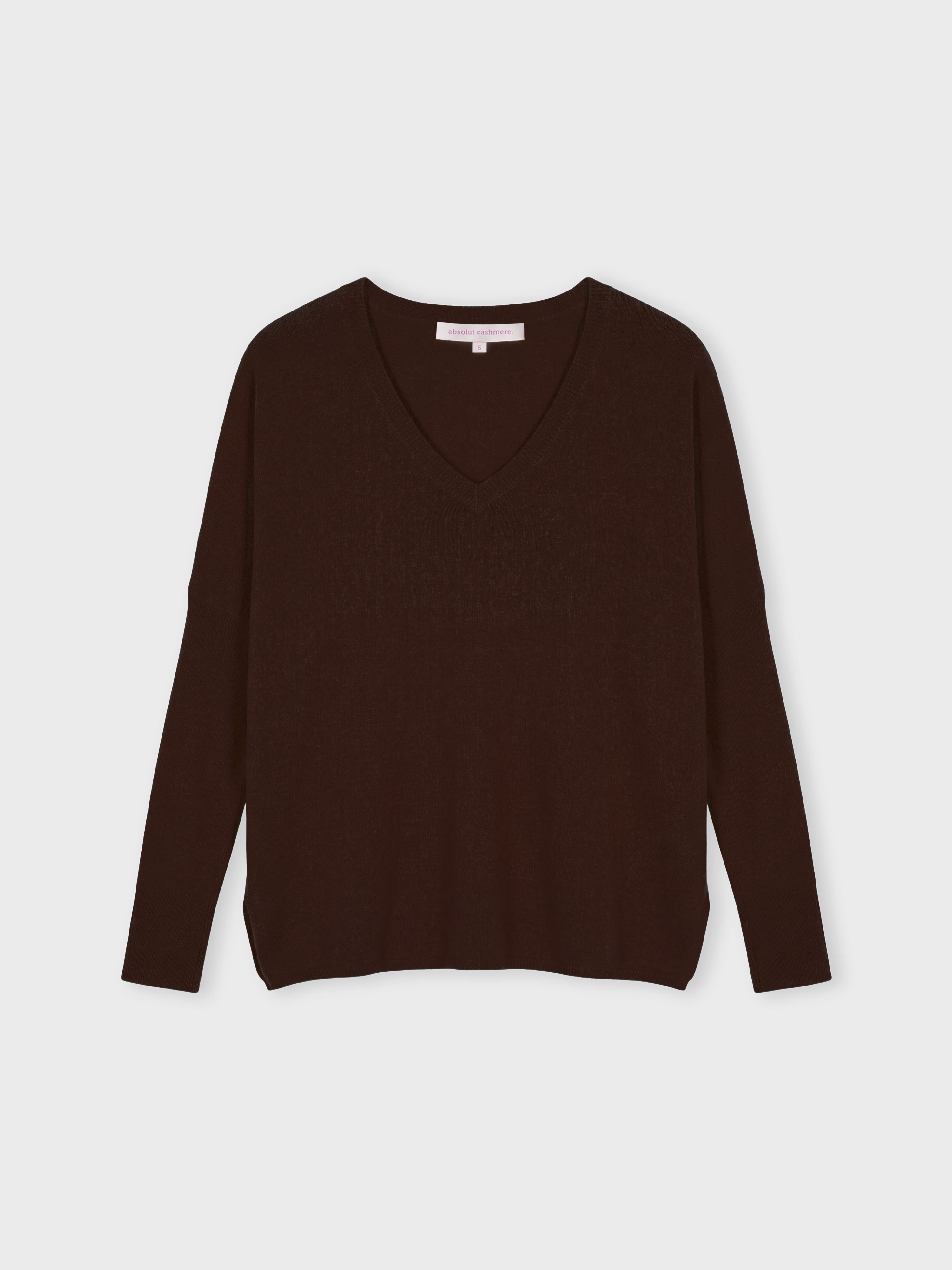 absolut-camille-poncho-pullover-v-ausschnitt-100-kaschmir-braun-brownie image 1