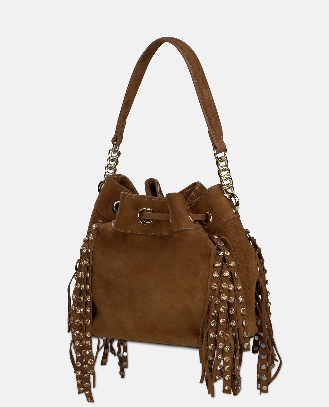 alma-en-pena-clutch-tasche-mit-metall-details-camel-leder image 4