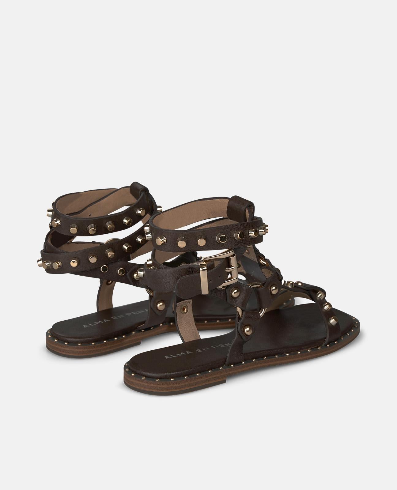 alma-en-pena-alfa-63633-griechische-plateau-sandalen-mit-nieten-braun image 3