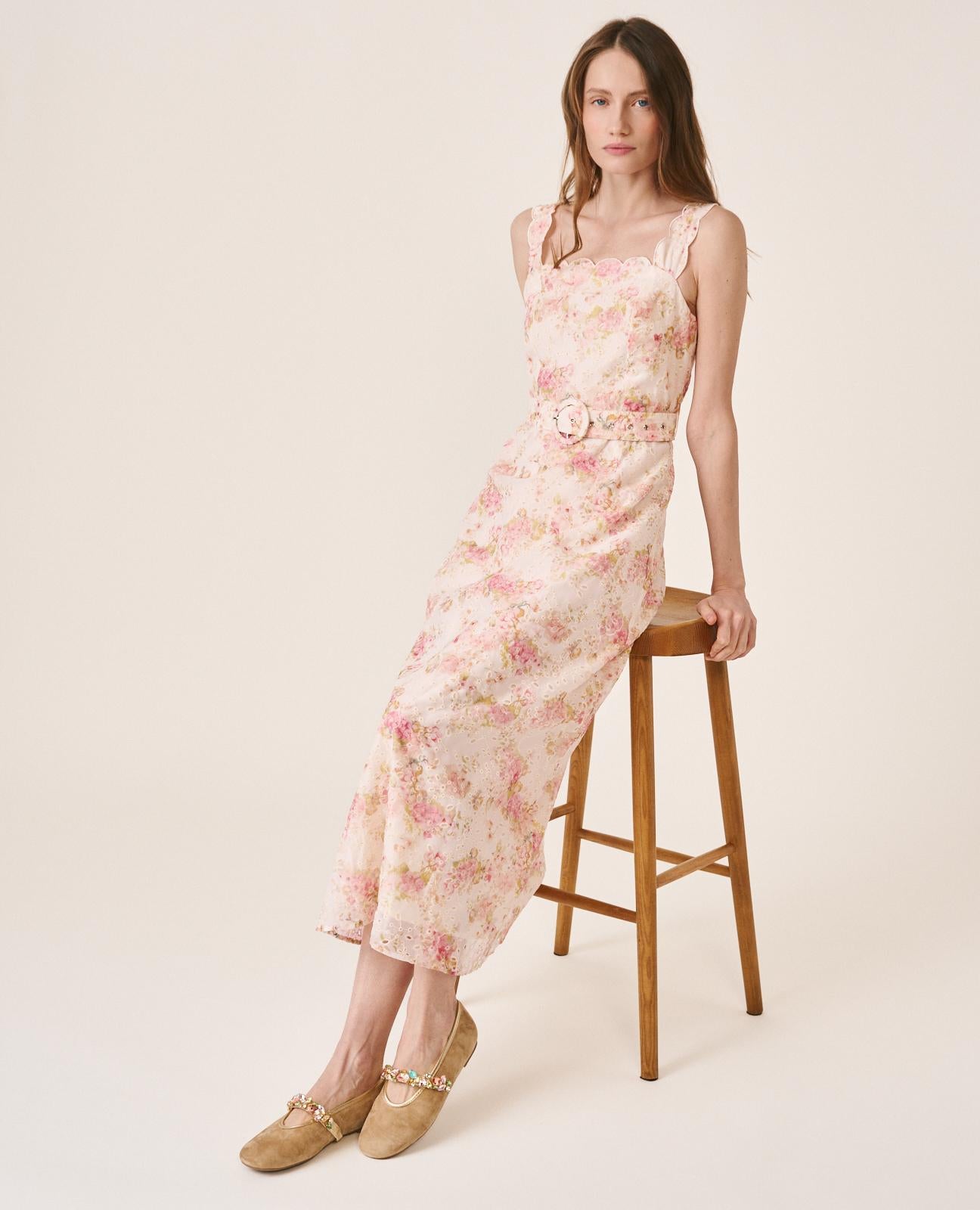 alma-en-pena-maxikleid-lang-rosa-floral-mit-stickerei-und-g-rtel-s image 5