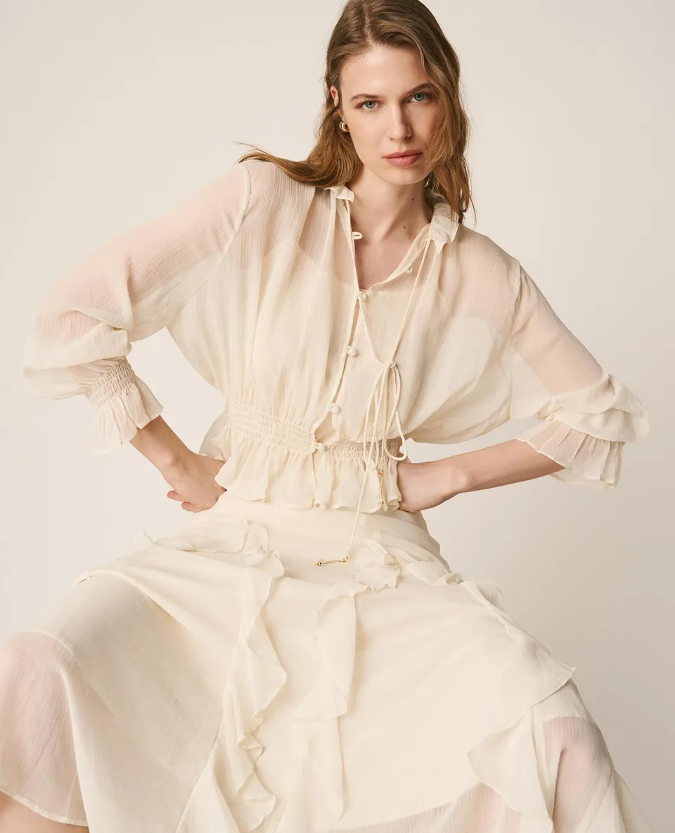 alma-en-pena-langarm-bluse-aus-musselin-wei-mit-puff-rmel image 1