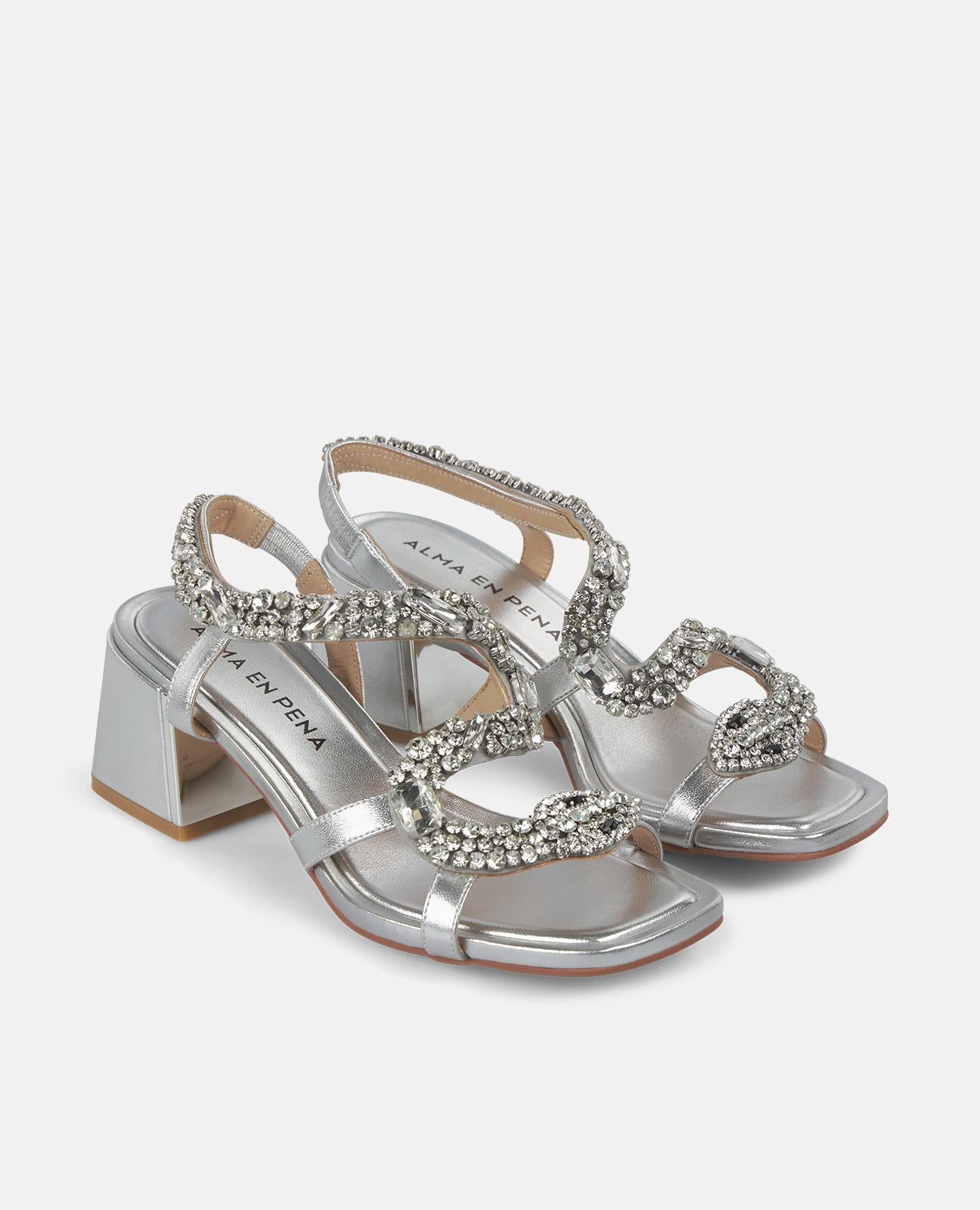 alma-en-pena-sandalette-schlangen-optik-silber-9-cm-blockabsatz-strass image 5