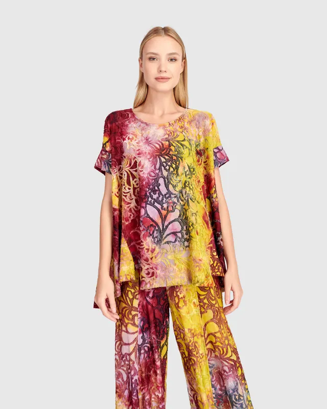 alembika-reverie-trapeze-top-raspberry-gold image 1