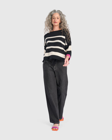 alembika-boxy-stripes-sweater-pullover-schwarz-creme image 2