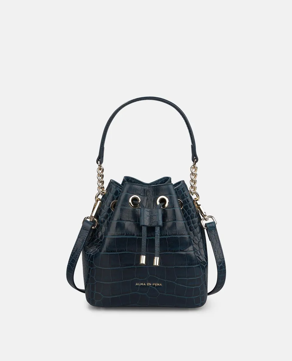 alma-en-pena-bombonera-leder-tasche-damen-blau-kette image 1
