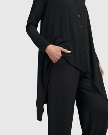 alembika-essential-hi-lo-button-down-top-schwarz image 7