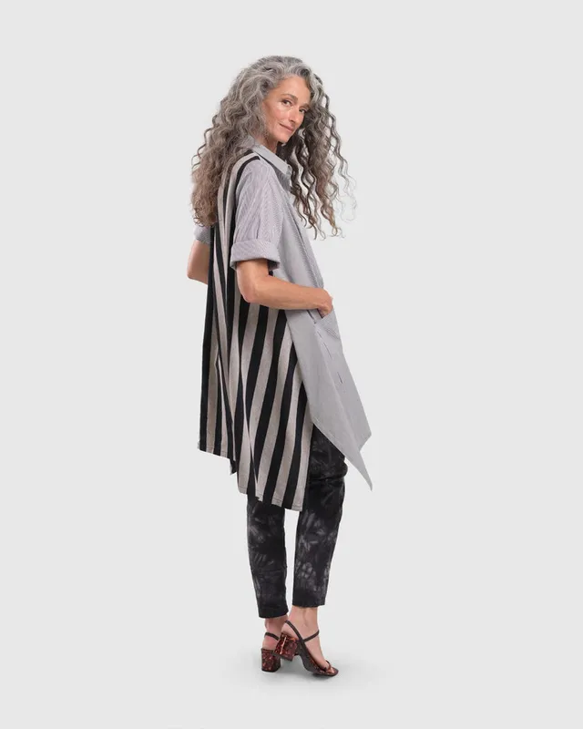 alembika-bars-button-down-tunika-shirt-stripe image 1
