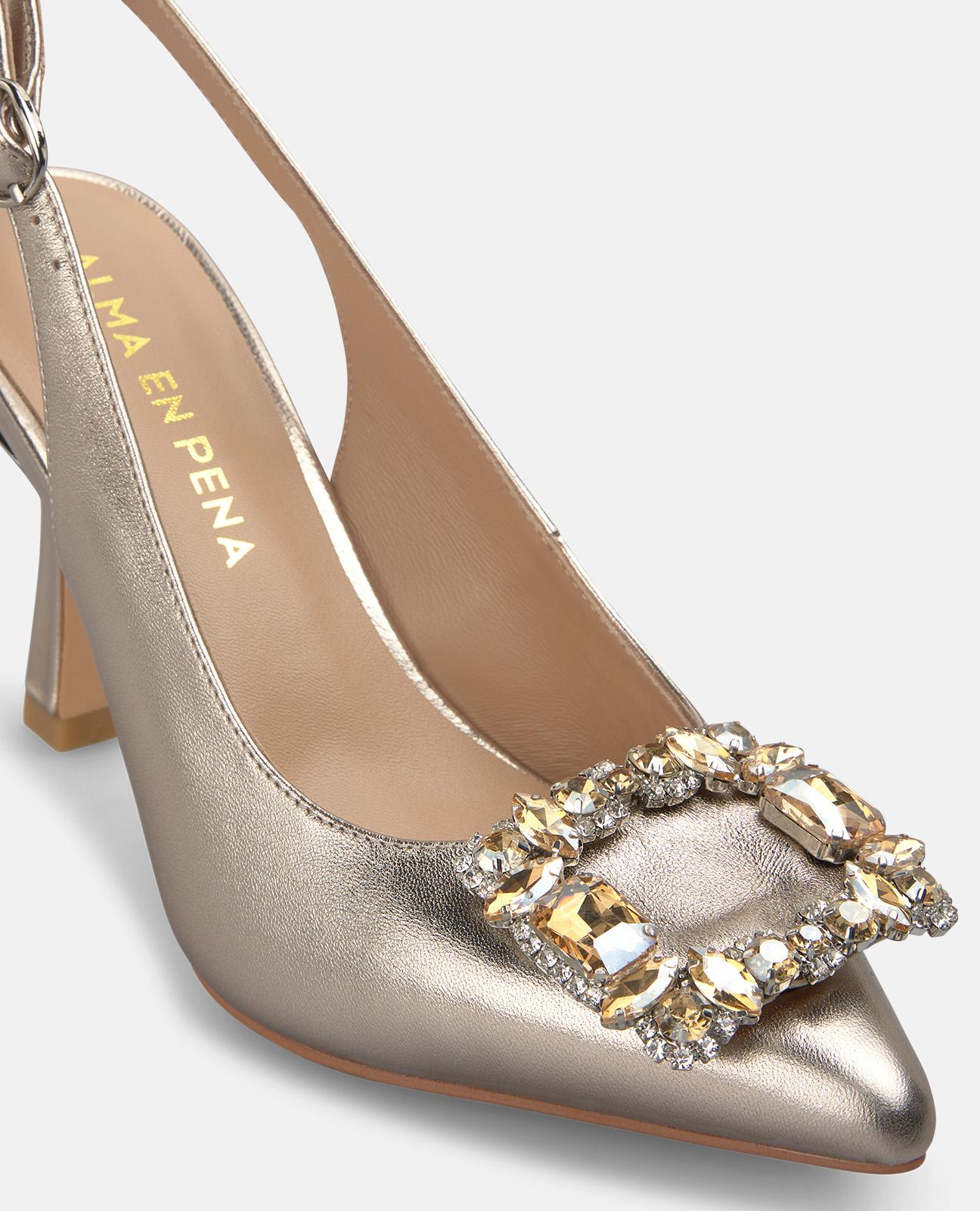 alma-en-pena-slingpumps-bronze-metallic-high-heels-mit-schmuck-schnalle-9-cm image 4