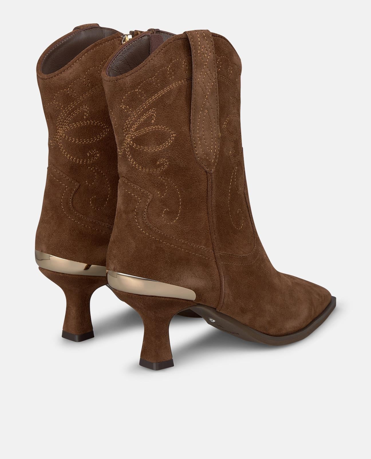 alma-en-pena-suede-cowboy-stiefelette-mit-rei-verschluss-camel-6-cm-absatz image 3