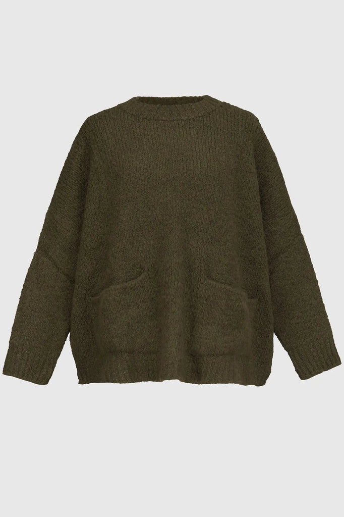 alembika-signature-crewneck-pullover-khaki-oversize image 1