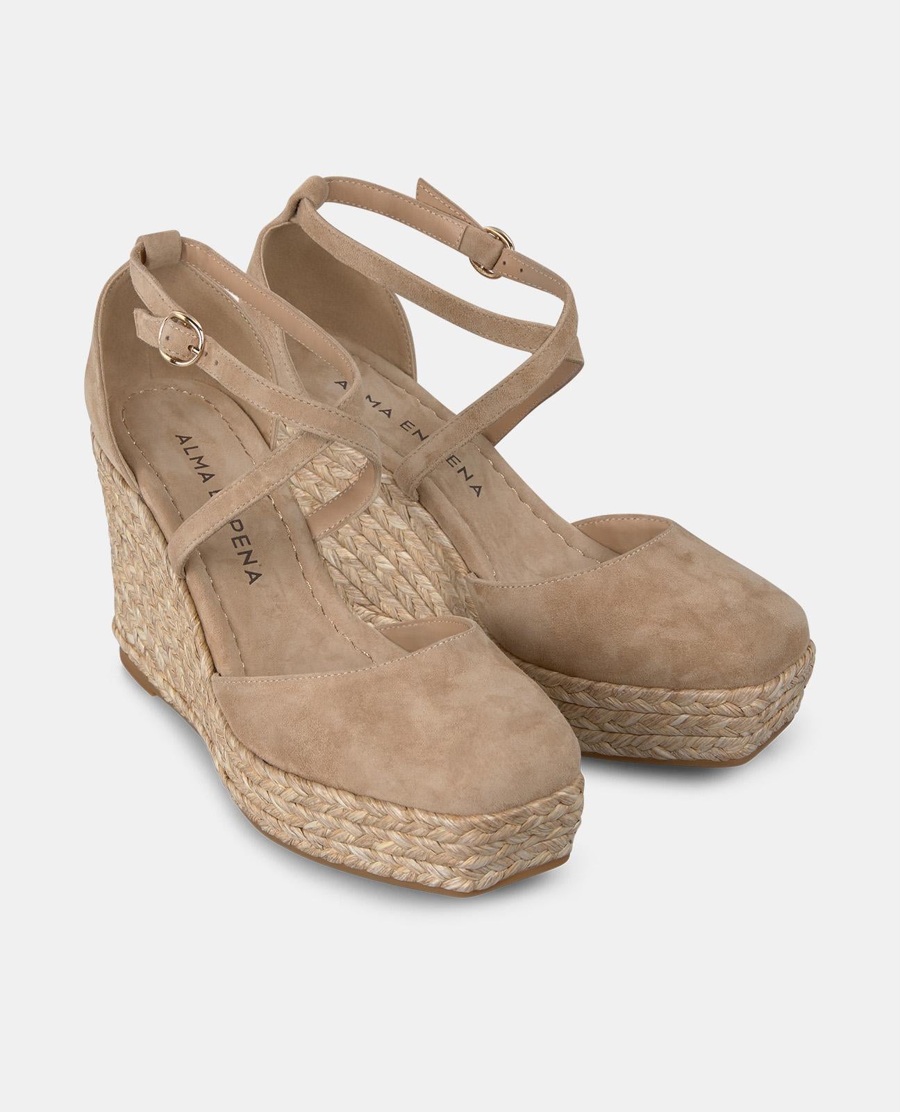 alma-en-pena-leder-keilpantoletten-cross-strap-9-cm-arena image 2