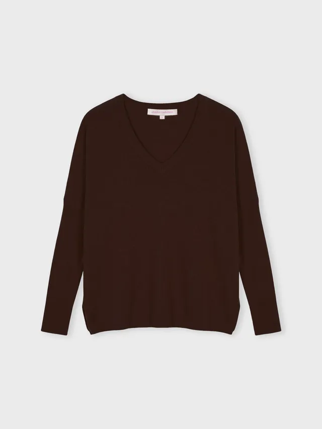 absolut-camille-poncho-pullover-v-ausschnitt-100-kaschmir-braun-brownie image 1