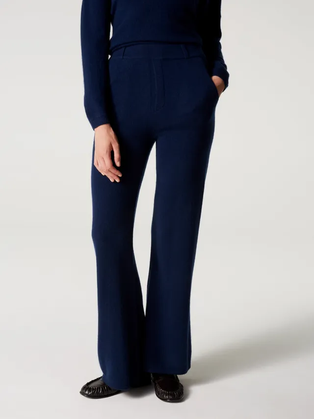absolut-pantalon-anneli-damen-kaschmirhose-navy-ausgestellt image 1