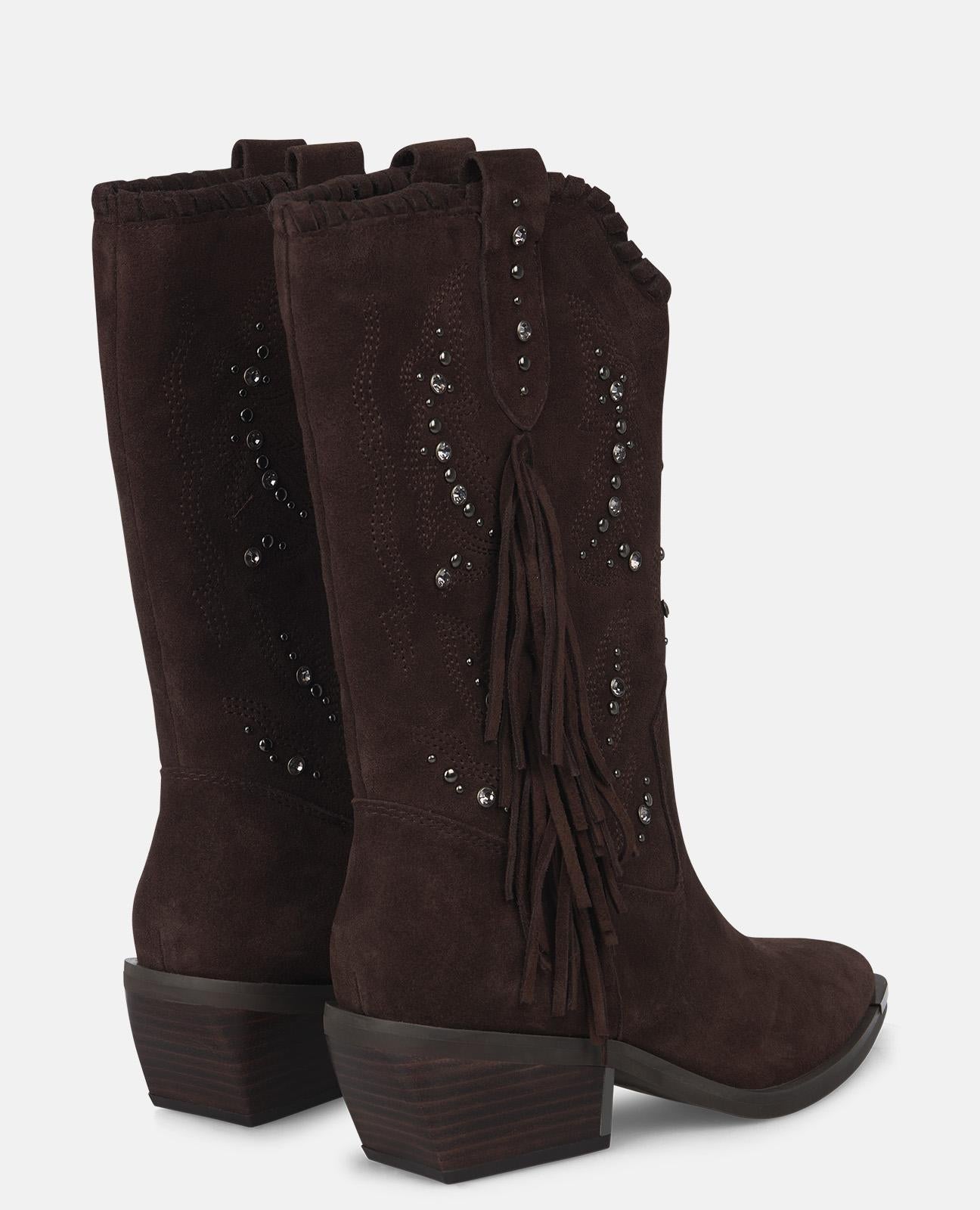 alma-en-pena-fransen-stiefelette-braun-flach-4-5-cm-strass image 3