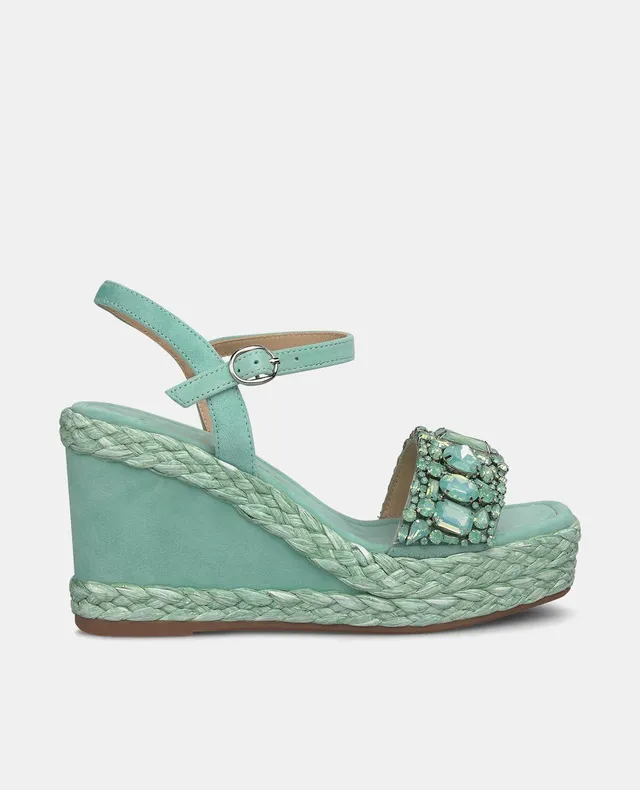 alma-en-pena-wedge-with-rhinestones-keilsandale-in-gr-n-mit-strass-9-5-cm image 1