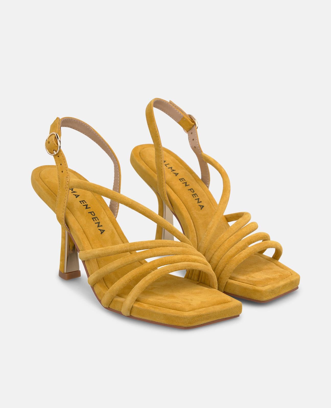 alma-en-pena-sandalen-mit-absatz-9-cm-in-senf-aus-veloursleder image 2