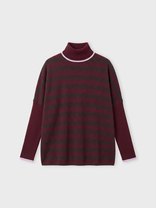 absolut-joanna-kaschmir-poncho-pullover-damen-rollkragen-gestreift image 1