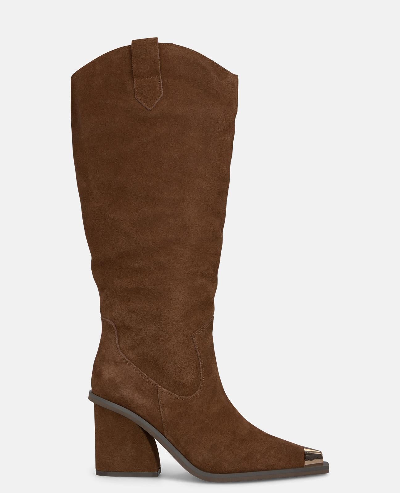 alma-en-pena-stiefeletten-camel-struktur-8-cm-breiter-absatz image 1