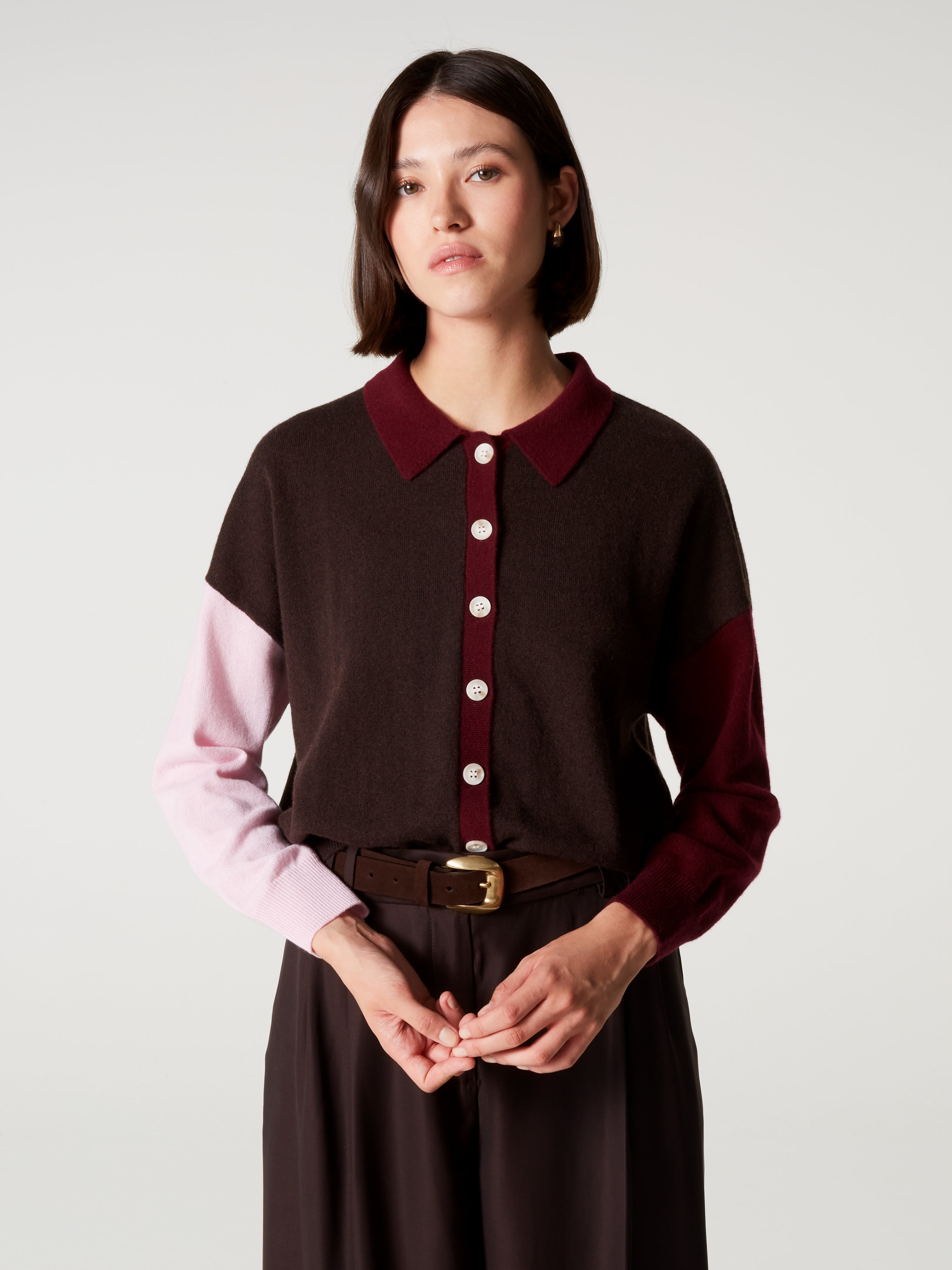 absolut-majura-fancy-kaschmir-polo-hemd-damen-bicolor-braun image 1
