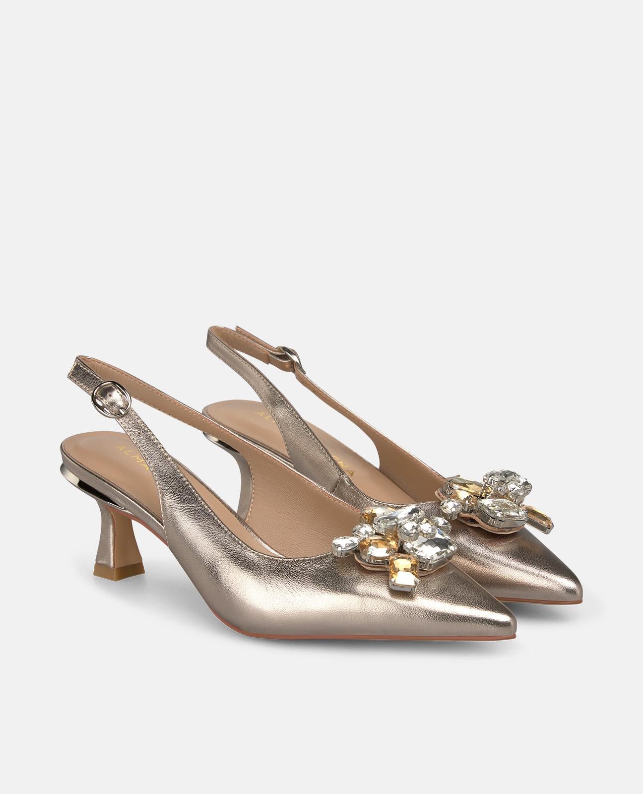 alma-en-pena-slingback-pumps-bronze-mit-schmuckstein-8-5-cm-absatz image 2