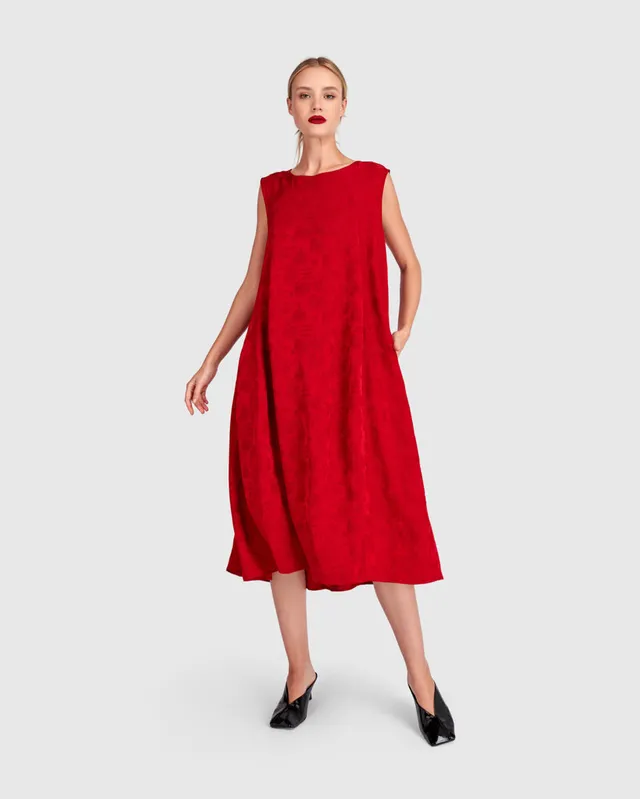alembika-suzu-swing-kleid-red-jacquard image 1