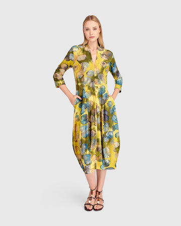 alembika-saffron-cocoon-kleid-gold-ocean-dots image 4