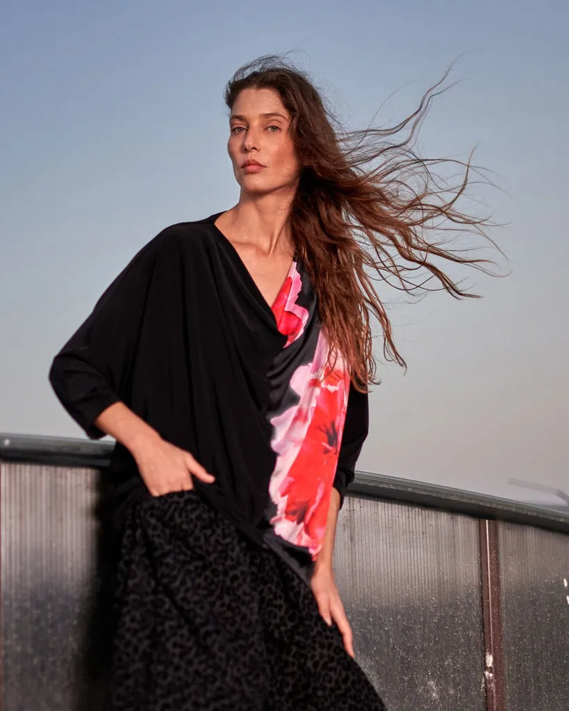 alembika-perle-draped-top-schwarz-pink image 1