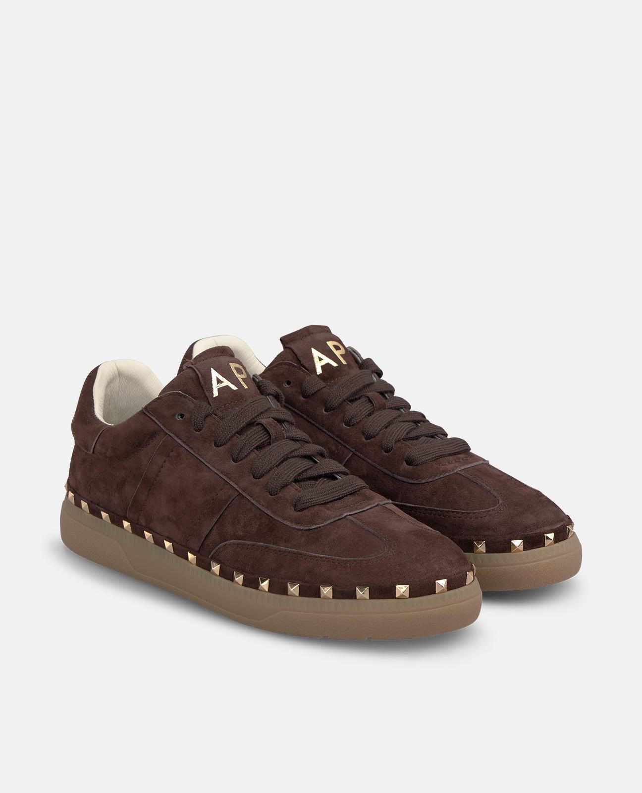 alma-en-pena-sneaker-mit-metallic-nieten-braune-fell-sneaker image 2