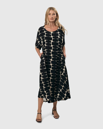 alembika-amalfi-trapeze-dress-black-ivory-midi-kleid image 5