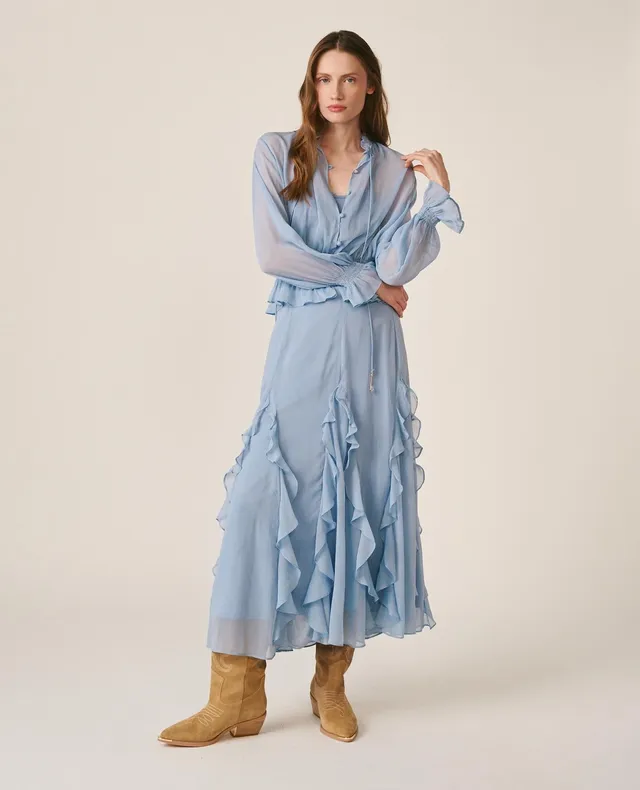 alma-en-pena-chiffon-midirock-hellblau-ausgestellt-mit-futter image 1