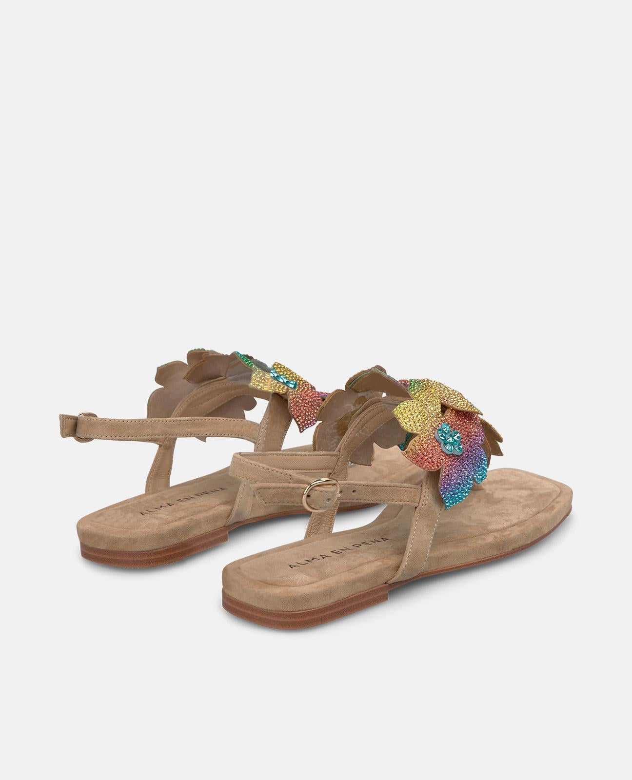 alma-en-pena-flache-sandalen-mit-blumen-riemen-arena-square-toe-2-cm-plateau image 3
