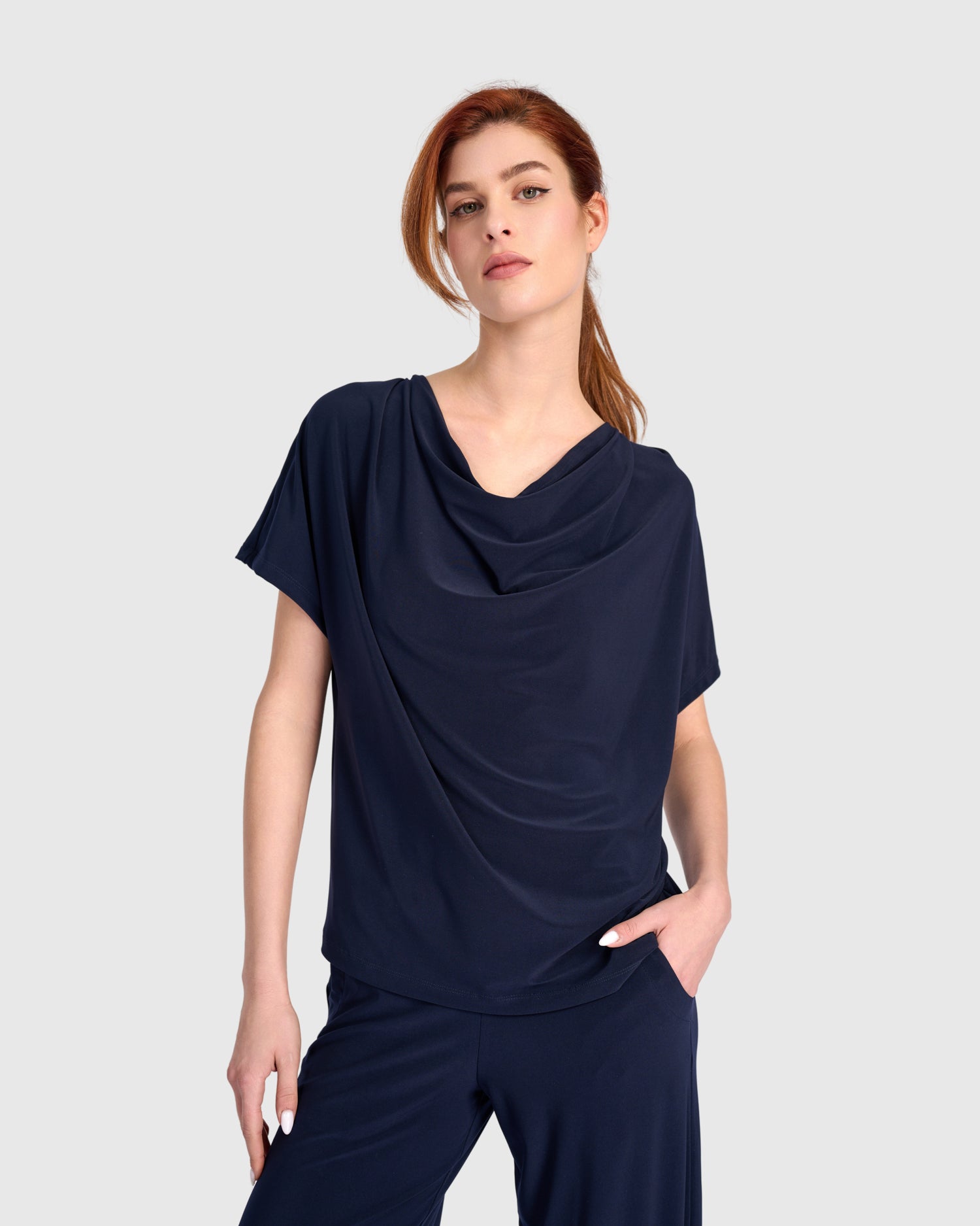 alembika-fluid-slinky-cowl-top-navy image 1