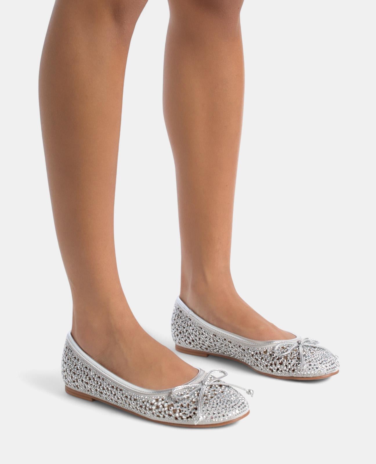 alma-en-pena-bailarina-lazo-damen-ballerina-silber-mit-strass-und-schleife image 6