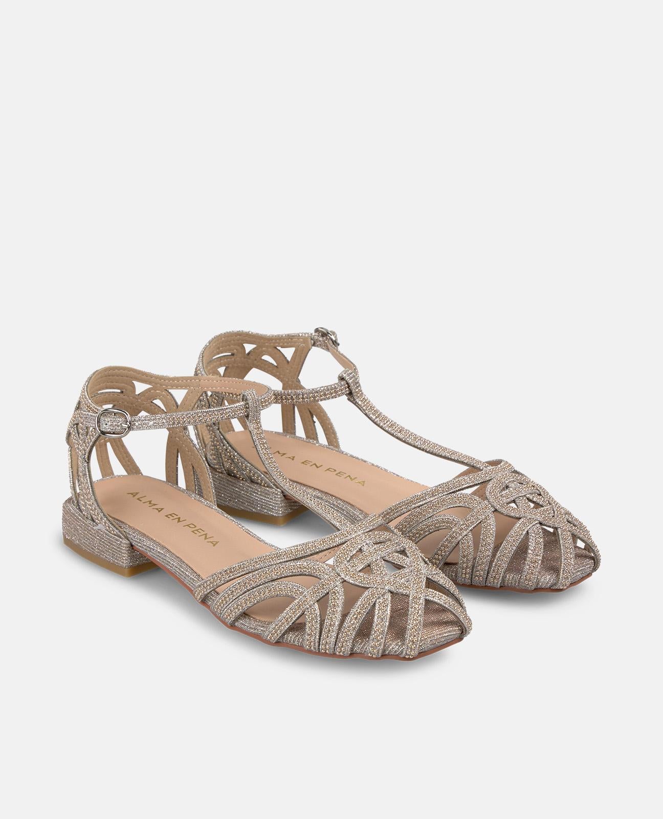 alma-en-pena-clogs-mit-strass-details-flache-krabben-sandale-bronze-2-3-cm image 2