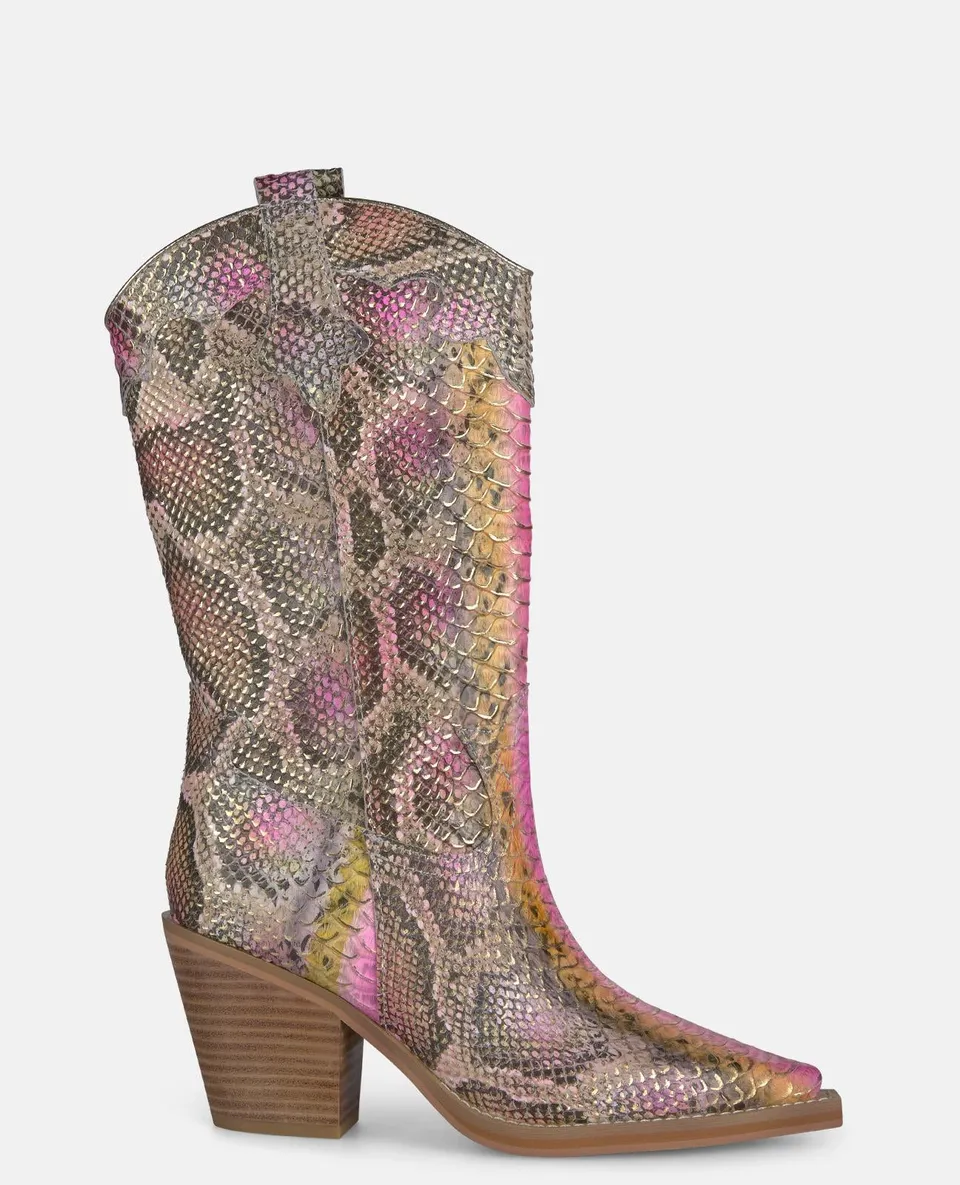 alma-en-pena-medium-country-boot-stiefel-rosa-schlangenoptik-7-cm image 1