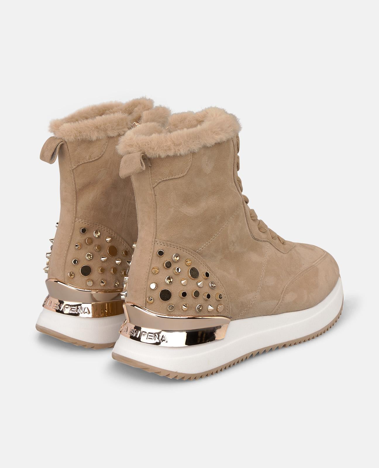 alma-en-pena-suede-sneaker-boots-arena-strass-4-cm-plateau image 3