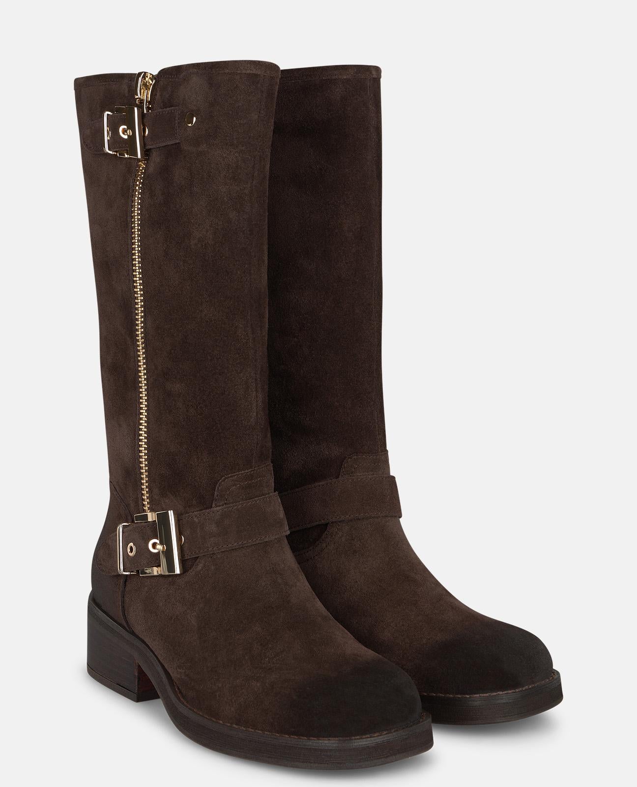 alma-en-pena-biker-boots-braun-wildleder-4-5-cm-blockabsatz image 2