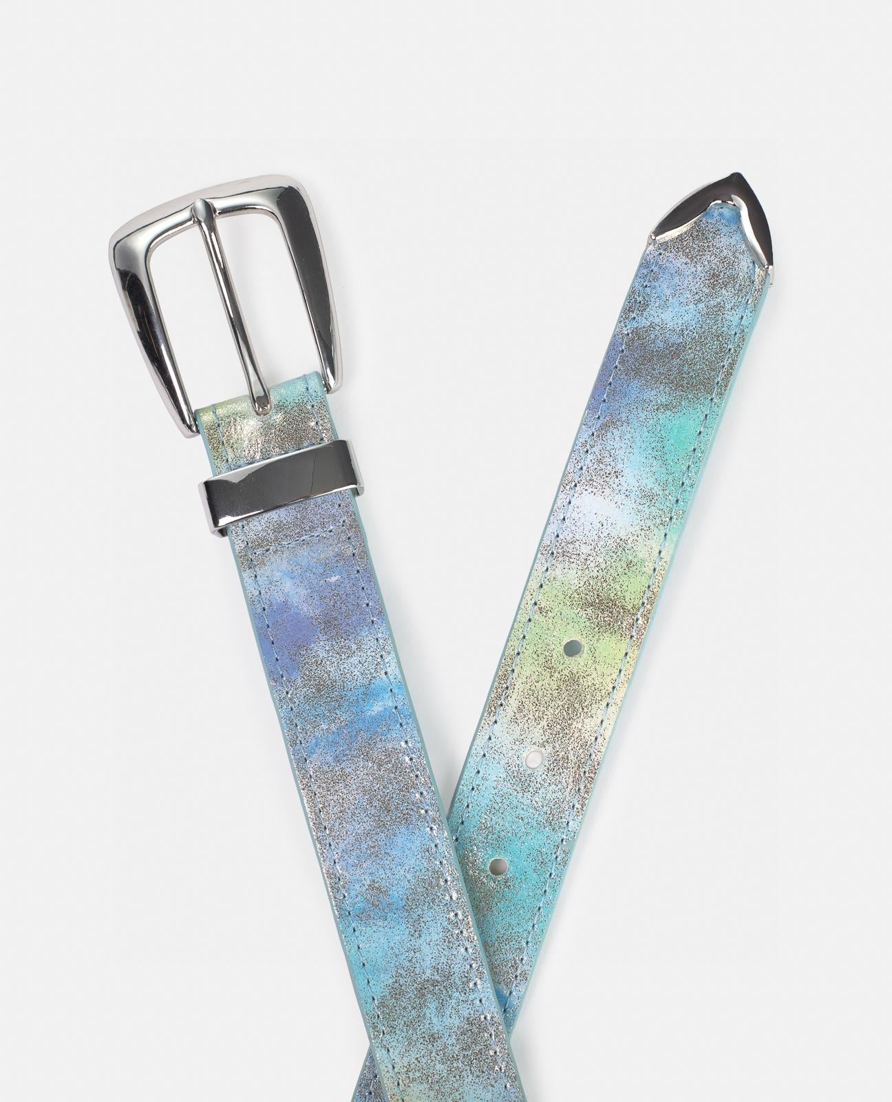 alma-en-pena-lederg-rtel-damen-blau-3-cm-mit-metallschnalle image 2