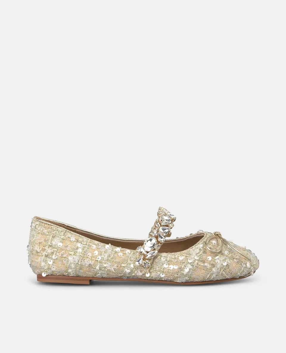 alma-en-pena-tweed-ballerina-gold-mit-strass-0-5-cm image 1