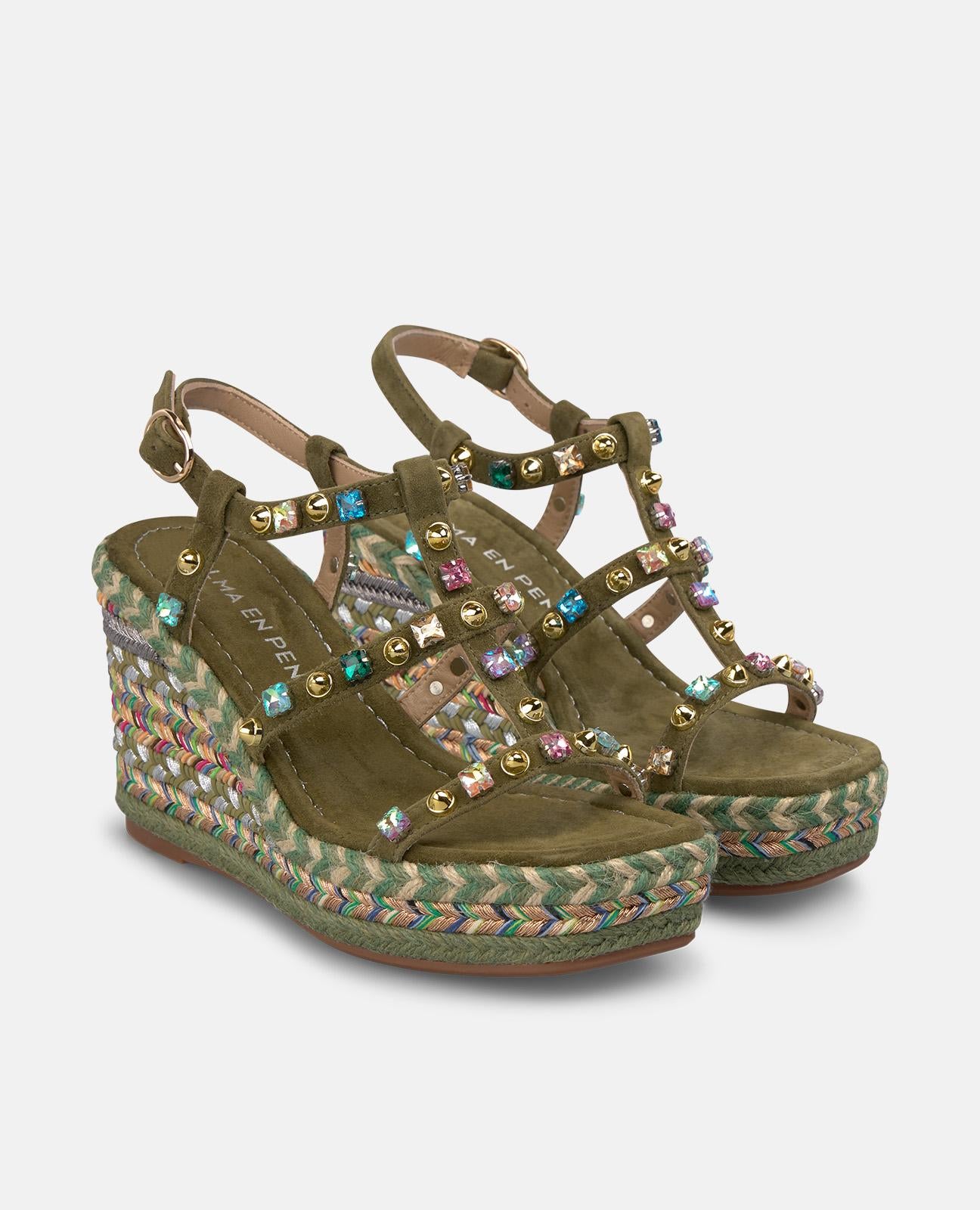 alma-en-pena-esparto-keilsandalen-mit-nieten-keil-9-5-cm-in-khaki image 3