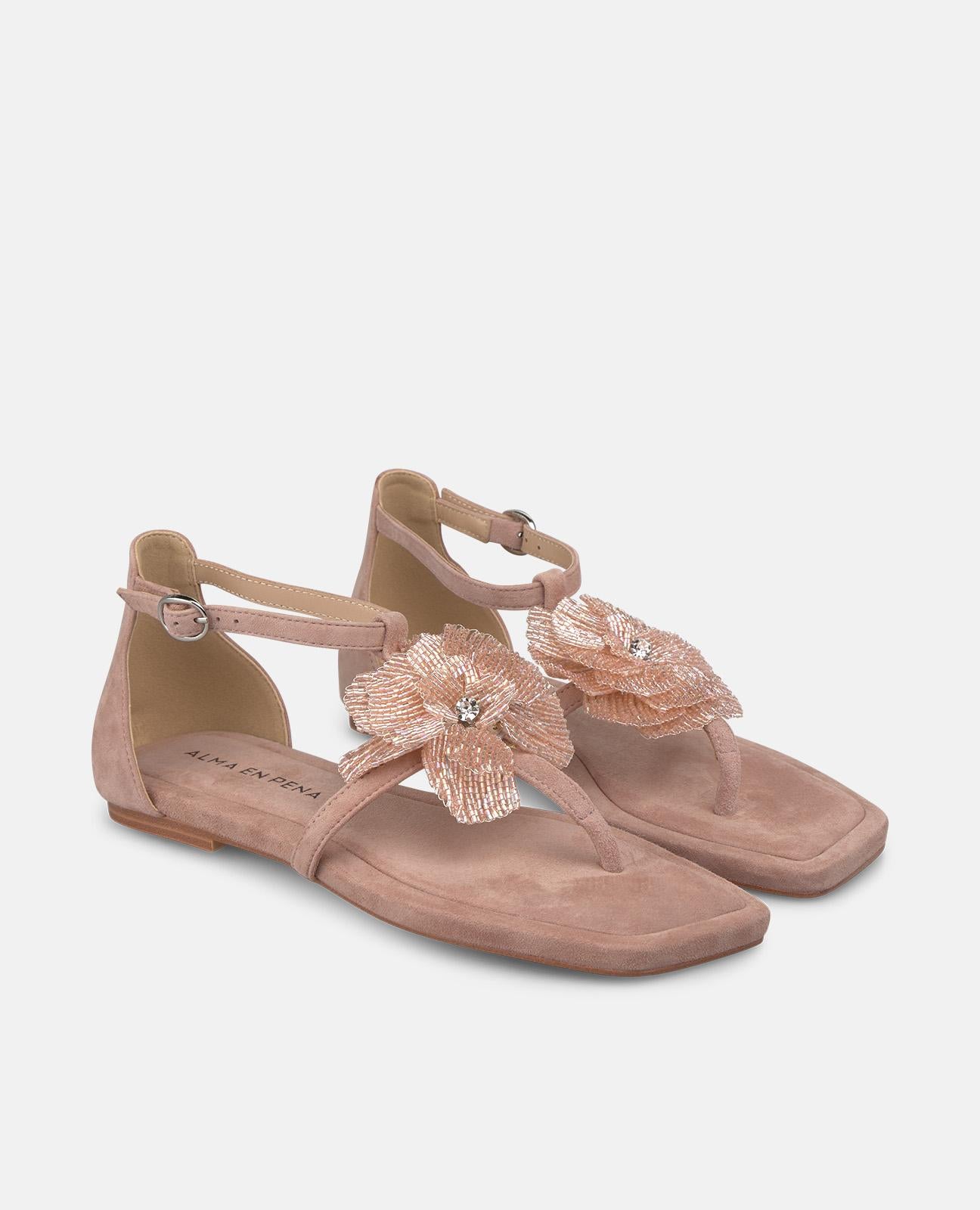 alma-en-pena-flower-flache-sandale-1-cm-strass-rosa image 2