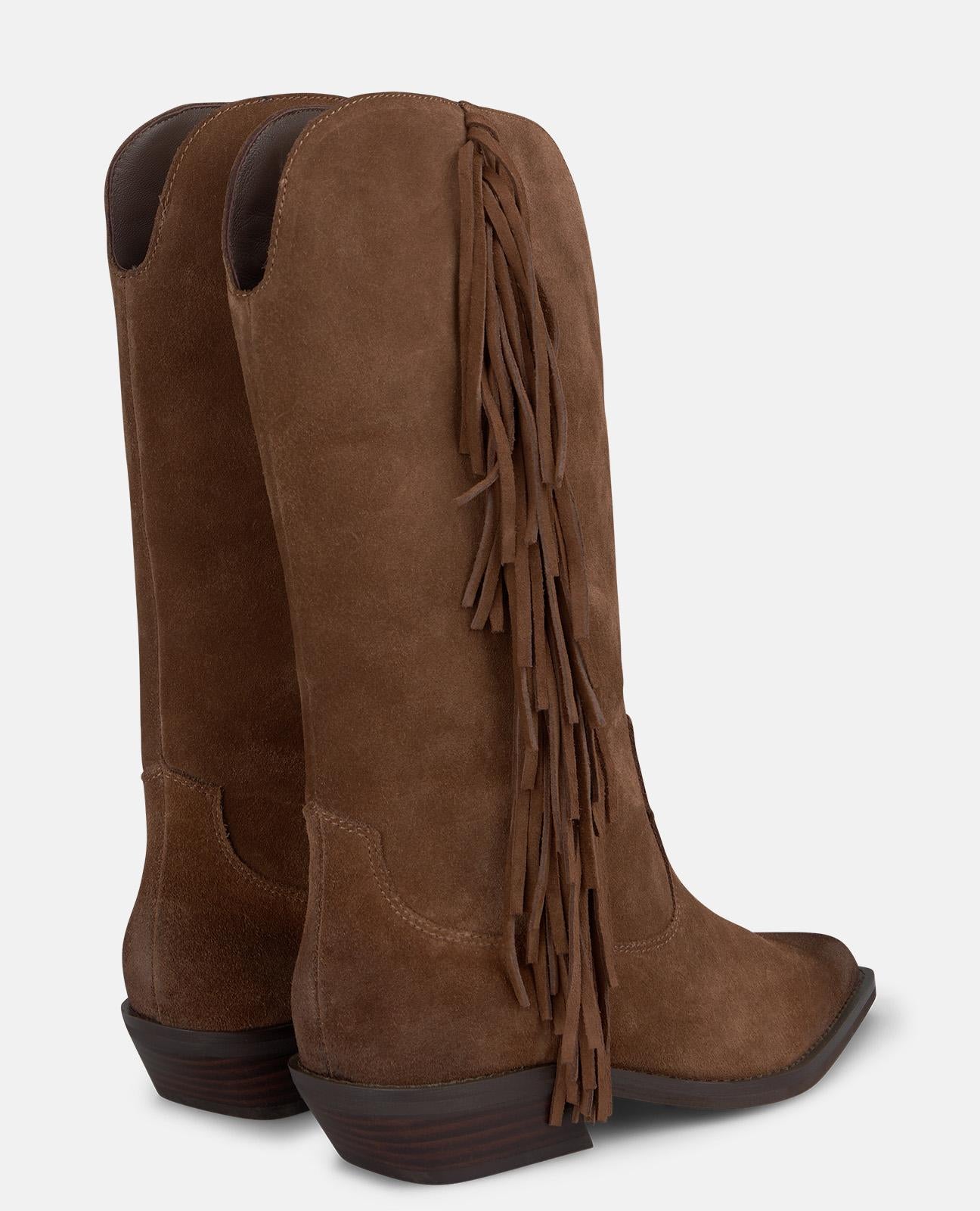 alma-en-pena-suede-cowboy-boots-damen-stiefel-camel-fransen-3-5-cm image 3